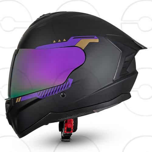 CRUIZER Casco Integrale moto Omologato visiera singola Trasparente + specchiata Viola PURPLE (XS)