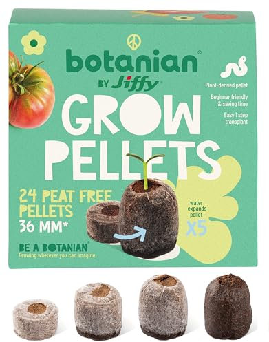 Muddy Hands Jiffy Botanin Pack of 24 Peat Free 36mm Coir Pellets - Garden Plant Seed Seedlings Cuttings Starter Pods