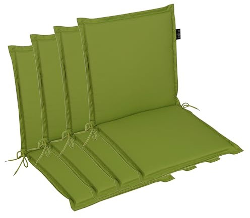 LILENO HOME Gartenstuhl Auflagen [4er Set - Niedriglehner] in Apfelgrün - Bequeme Liegen als Sitzauflagen für Gartenmöbel - Stuhlkissen für Gartenstühle und Klappstühle MIA