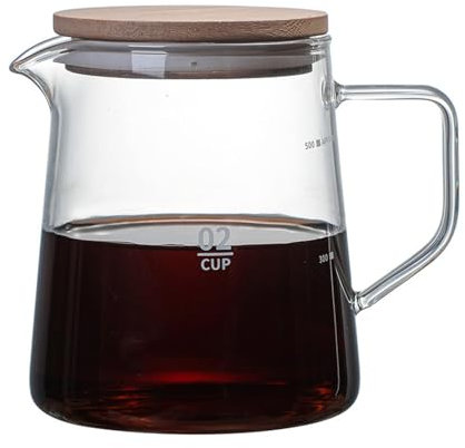 Glaskaffeeserver Kaffeekaraffe mit Deckel, Isolierglaskaraffe Kaffeekanne Isolierglaskaraffe für Saft Tee Kaffee Wasser(500 ml)