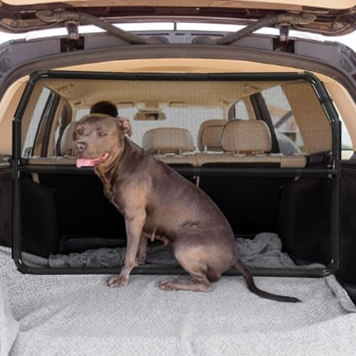 TAZZOR Griglia Separatore Universale per Cane in Auto - Rete Trasparente 142 cm Pieghevole! Sicurezza Posteriore e Bagagliaio - Ideale per Grandi SUV, Pick-up e Berline