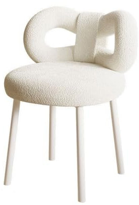 Slzyqnyy Chaise de Coiffeuse Pivotante avec Dossier Nœud – Chaise Maquillage Rose sans roulettes pour Fille, Tabouret Rembourré pour Chambre à Coucher, Salon ou Salle de Maquillage (Blanc)