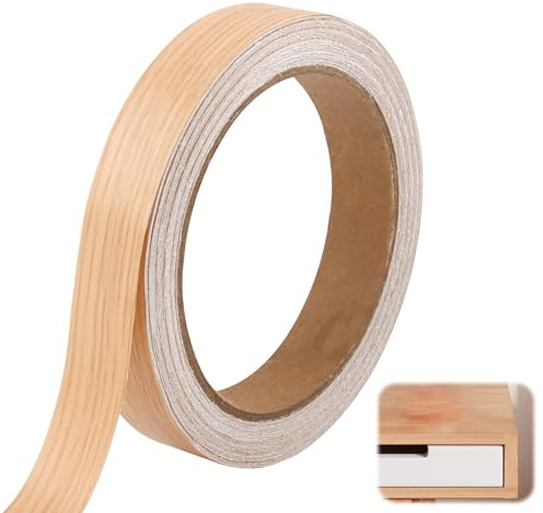 HotoPink Wood Self-Adhesive Edging Tape, 18 mm x 10 m Wood Veneer Tape, Furniture Edging Strips for Shelves Panels Furniture Worktop Cabinet Panels Restoration (Oak)