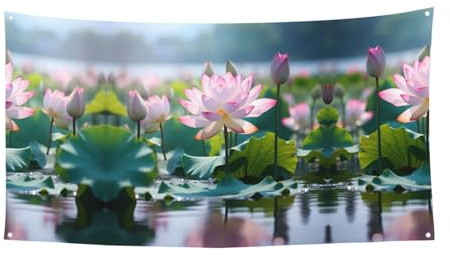 WBQLSL Lotus Bedruckte Geburtstagsfeier Banner Dekoration - Geeignet für Feiertagsfeier Hintergrund Wanddekoration