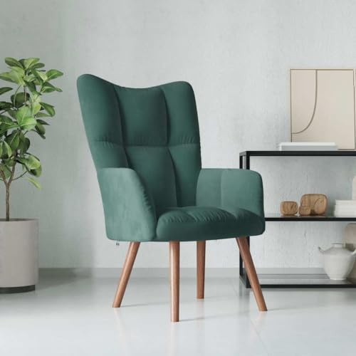 Tonture Relaxsessel Dunkelgrün Samt, Bequemer Armlehnstuhl mit Schaumstoffpolsterung für Wohnzimmer, Schlafzimmer, Leseecke, Indoor-Lounge-Stuhl, 61.5x69x95.5 cm