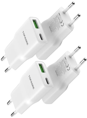 TOPADRE 4-Pack Chargeur USB C 20W, Prise USB C Rapide Multiple pour iPhone | Adaptateur secteur USB C pour iPhone 17/17 Air/16 Pro/16 Pro Max/16 15 14 13 12 11 Pro Max X, téléphone, Prise Chargeur USB C