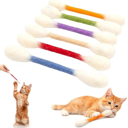 XUDUOO 6 Stück Wattestäbchen Katzenspielzeug, Giant Q Tip Cat Toy with Premium Catnip, Riesige Kätzchen-Kaustäbchen, Interaktives Kätzchen für Langeweile, Übung