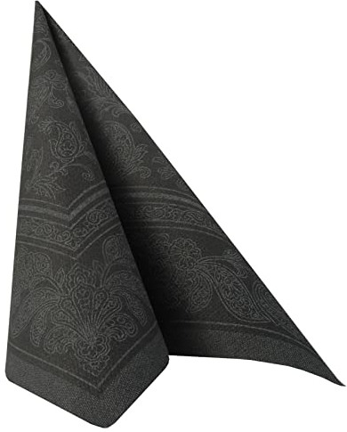 20 Servietten ROYAL Collection 1/4-Falz 40 x 40 schwarz Ornaments