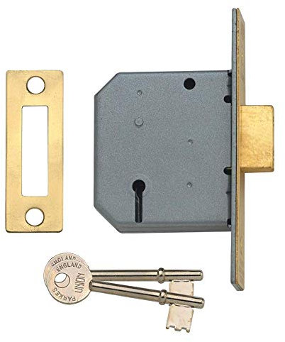 Union Locks 2177 3 Lever Mortice Deadlock 65mm - Polished Brass (Visi Pack)