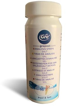 Gre 40069 - Bandelettes pour l'analyse de l'eau. Mesurent Le Niveau de sel dans la Piscine. Convient aux piscines avec électrolyse au sel.