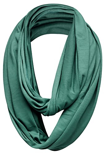 Plain 50% Cotton Blend Jersey Snood Scarf, Bottle Green