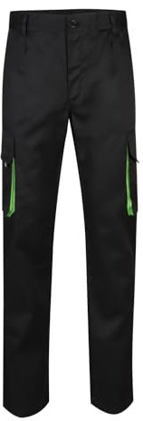 VELILLA 103004; Pantalón Bicolor Multibolsillos; Color Negro y Verde Lima; Talla 54