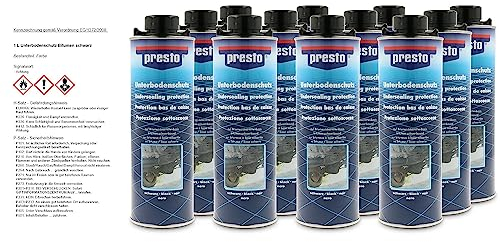 12x 1 Liter Presto Unterbodenschutz UBS Bitumen schwarz Steinschlagschutz Spritzpistolendose