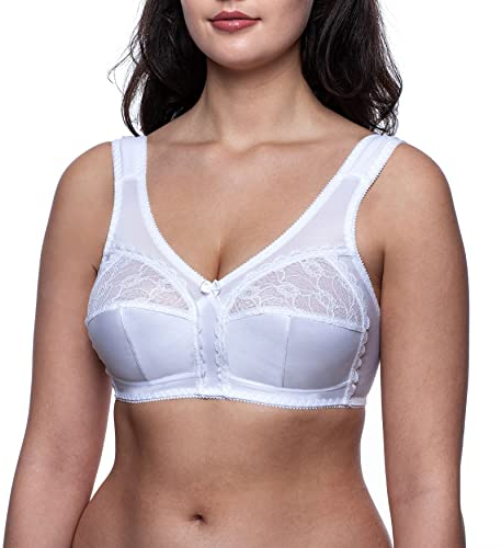 frugue Women's Full Cup Bra, Wireless, Non-Padded, Made in EU, 40C, White
