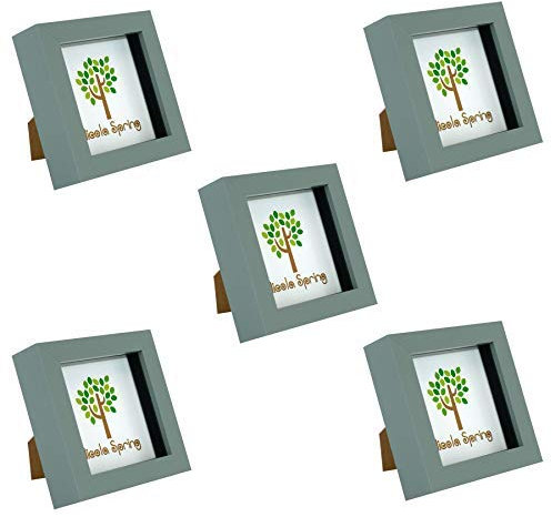 Nicola Spring 3D Shadow Box Photo Frames - 4 x 4 (10 x 10cm) - Pack of 5 - Grey 3D Photo Frame Picture Frame Box Small Square Display Case for Crafts, Keepsakes, Wedding, Graduation