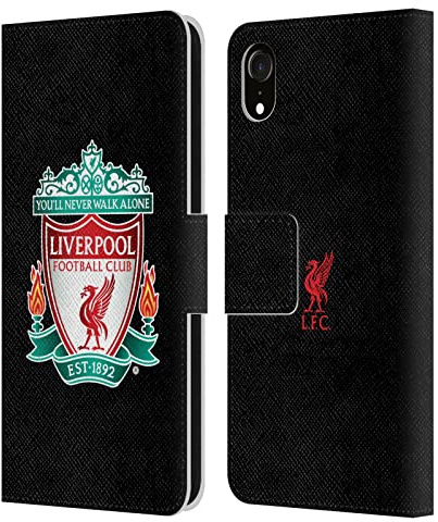 Head Case Designs Officially Licensed Liverpool Football Club Black 1 Crest 1 Leather Wallet Case Compatible With Apple iPhone XR