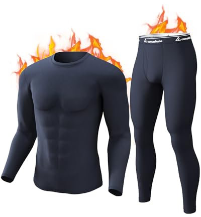 CL convallaria Thermounterwäsche Herren, Funktionsunterwäsche Skiunterwäsche Atmungsaktiv Innenfleece Winter Thermowäsche Warm Weich Thermounterhemd Thermounterhose für Männer, Holzkohle Grau