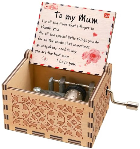 Jsona Spieluhr mit Aufschrift Daughter to Mom, Play The Tune You Are My Sunshine, einzigartige Geschenke für Mama, Vintage-Gravur, Holz-Spieluhr (Tochter zur Mutter)