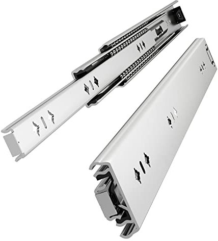 VADANIA Guías para cajones de servicio pesado de 800 mm #VA2053, 53 mm de ancho, capacidad de carga de hasta 120 kg, extensión completa de 3 pliegues, montaje lateral, 1 par