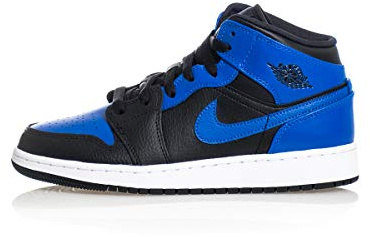 Nike Air Jordan 1 Mid (GS), Fitnessschuhe für Kinder, Black Hyper Royal White, 37.5 EU