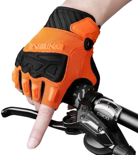 INBIKE Cycling Bike Gloves - Padded Half Finger Bicycle Gloves with Shock-Absorbing, Anti-Slip, Breathable MTB & Road Biking Features for Men & Women