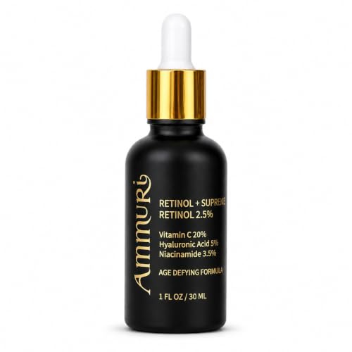 Retinol + Supreme Serum – 2,5% Retinol, 20% Vitamin C, 5% Hyaluronsäure, 3,5% Niacinamid | Anti-Aging Hautreparatur, Hochwirksames Gesichtsserum