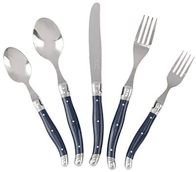 Laguiole 20 Piece Flatware Set – Stainless Steel Cutlery Set – Dishwasher Safe Silverware Set – Luxurious Utensil Sets w/Knives, Spoons and Forks Set (Navy Blue, Service for 4)