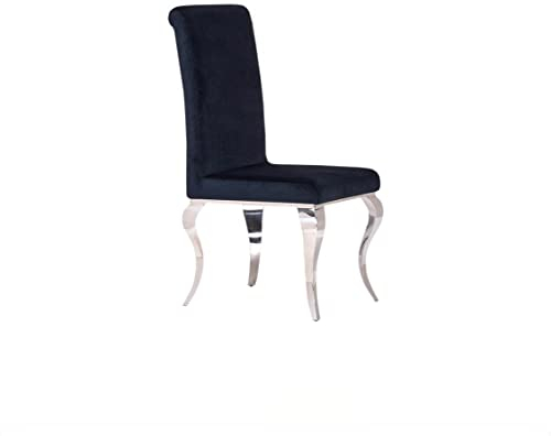 Stuhl Modern Barock Samt Schwarz Edelstahl Esszimmerstuhl Polsterstuhl