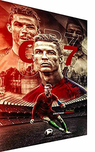 Magic Canvas Art - Bilder Cristiano Ronaldo CR7 Fußball Leinwandbild 1- teilig Hochwertiger Kunstdruck modern Wandbilder Wanddekoration Design Wand Bild – P5286, Größe: 90 x 60 cm