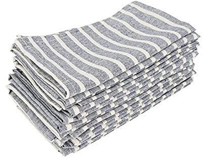 DUNGS 12er Set Gestreifte Stoffservietten 30 x 40cm Baumwollleinen Esstisch Servietten Stoff Tischsets 6 Farben