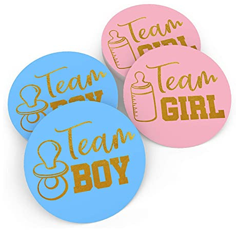 Flycppo Geschlecht Offenbaren Aufkleber, 72 Stück Gender Reveal Sticker, Runde Boy Girl Aufkleber für Babyparty Dekorationen