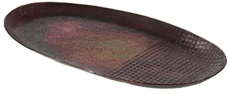 LOLAhome Bandeja Ovalada de Aluminio Bronce Envejecido de 41x22 cm
