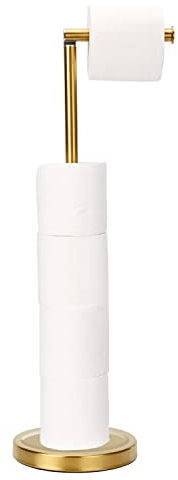 Toilet Paper Holder Stand Bathroom Toilet Paper Storage for 4 Paper Rolls with Heavy Base, Free Standing Toilet Paper Roll Holder (Gold)
