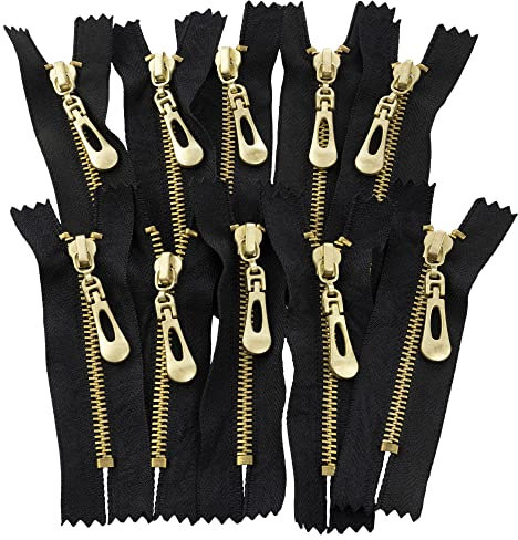 Aerzetix - C61432 - Set di 10 Cerniere Non separabili 8cm in Metallo con tiretto Decorativo - Cerniera Lampo - Nero - cursore Jeans Gilet pelletteria Cucito Vestiti Pantaloni merceria