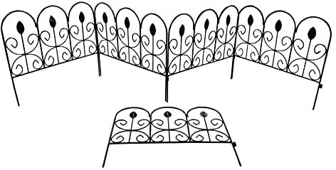 Selections Metal Border Edging with Leaf Design Steel Garden Lawn Pathway Edge Panels - Pack of 5