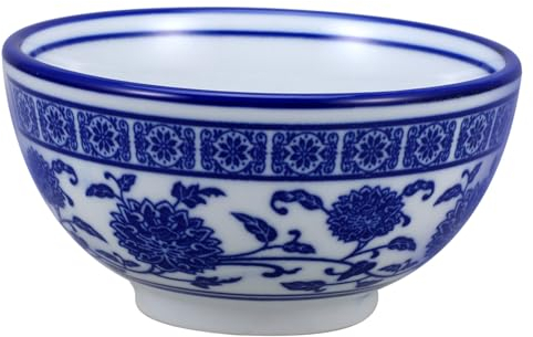 Mikinona 4.5 Inch Random Pattern Blue and White Porcelain Bowl Ramen Rice Soup Salad Bowl Set