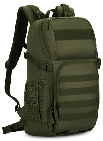 HUNTVP Militär Rucksack 25L Bundeswehr Rucksack Herren Taktischer Angelrucksack Wasserdicht Miltec MOLLE Tactical Backpack für Herren Damen Sport Radfahren Outdoor Camping, Grün