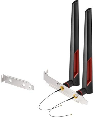 Superbat 8dBi WLAN Antenne RP-SMA Dualband 2.4Ghz 5.8Ghz + 25cm U.FL auf RP SMA Buchse Verlängerungskabel(2 STK) für M.2 NGFF + Computer Back Slot Cover Halterung(2-STK)