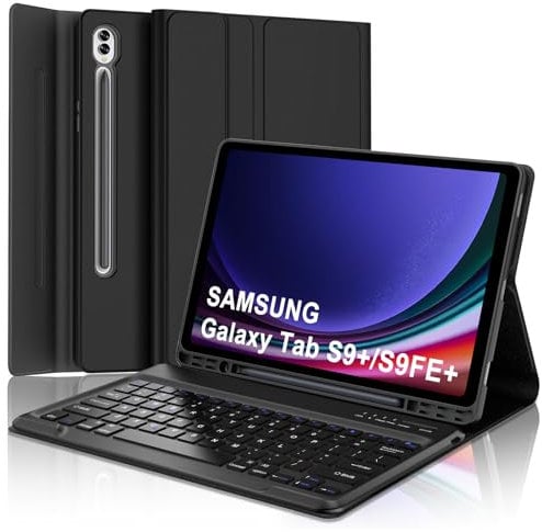 Keyboard Case for Samsung Galaxy Tab S10+ 12.4 2024, Wireless Detachable Bluetooth Keyboard, Slim Cover with S Pen Holder for Samsung Galaxy Tab S10+/S9+/S9 FE+ 12.4 inch 2024/2023 Tablet, Black