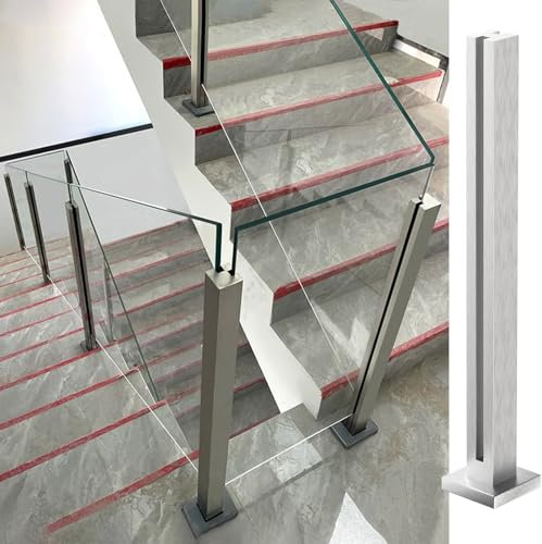 Palo per Ringhiera in Vetro Topless - 80cm di Montanti per Balaustra in Vetro Argentato in Acciaio Inossidabile per Terrazzo, Gradini, Balcone, Piscina, Giardino, Scale Del Patio
