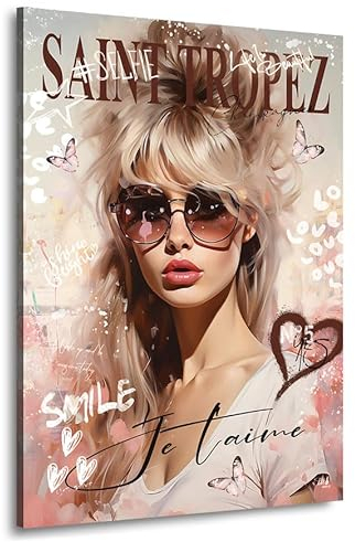 Kunstgestalten24 Leinwandbild Brigitte St.Tropez Summer Pop Art Wandbild Kunst Wanddeko
