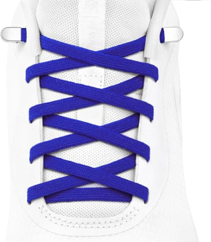 Stepace 2 pares de cordones elásticos sin atar para niños y adultos, cordones de zapatos Ajustables elásticos planos Para Zapatos y Zapatillas Azul Oscuro 120