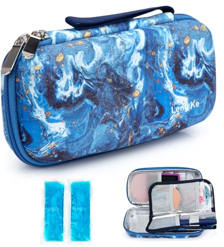 YOUSHARES Insulin kühltasche Reise Etui - TSA Medikamente Eva Kühlbox Unterwegs Diabetiker Tasche für Glukose-Meter, Epipen, Insulin Pen, Andere Diabetes Zubehör mit 2 Kühlakkus (Treibsand Gold)