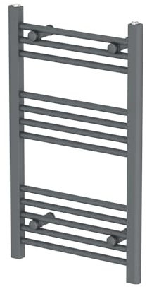 Radiant Living 750mm x 450mm Modern Bathroom Heated Towel Rail Radiator Flat Straight Anthracite
