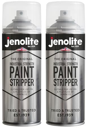 JENOLITE Industrial Strength Paint Stripper Aerosol | Non-Drip Gel Formula | 2x400ml | Paint Remover and Varnish Stripper | Paint Stripper for Metal, Wood, Brick, Concrete