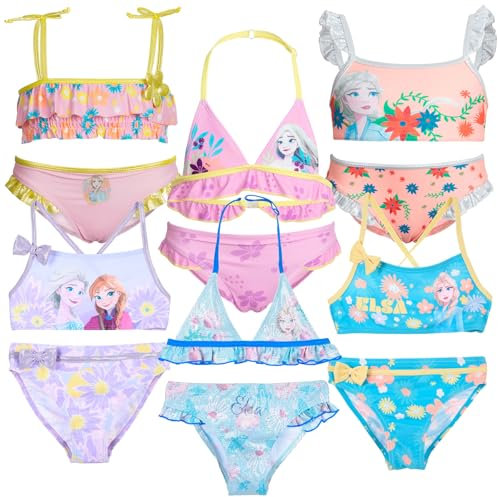 Disney Frozen 2 - Bambina - Costume da Bagno Bikini 2 Pezzi Mare Piscina - Prodotto Originale con Licenza Ufficiale [1951 Azzurro - 6 Anni]
