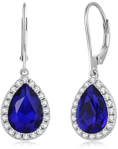 jiamiaoi Ohrringe Silber 925 Hängend Ohrringe Hängend Saphir Hängende Ohrringe Blau Weißgold Ohrringe Hängend 925 Sterlingsilber Ohrringe Hängend Zirkonia Ohrringe Tropfen