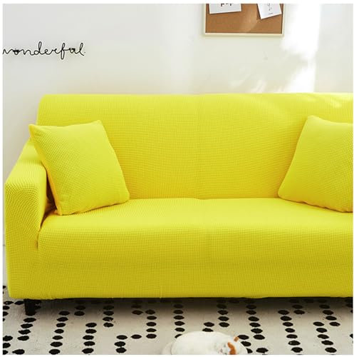 ZTGL Couchbezug für 1/2/3/4 Sitzer, Sofabezug Super Stretch, L Form Sofa Überzug, Waschbar Sofahusse für Wohnzimmer, Universal Möbel Schonbezüge,Gelb,4 Seater