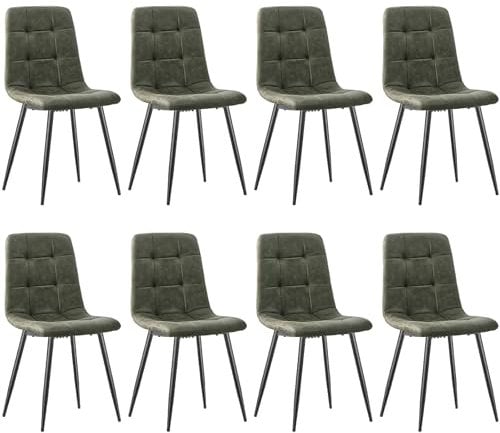 ANVOFONG Esszimmerstühle 8er Set,küchenstühle mit Metallfuß,für Stühle Esszimmer, Wohnzimmer, Küche, Schlafzimmer und Empfangsraum-Grün