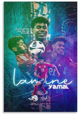 Lamine Yamal Fußball-Sportler Court, Kunstposter, Kunstdruck, Wandfoto, Malerei, Poster, Hängebild, Familiendekoration, 40 x 60 cm